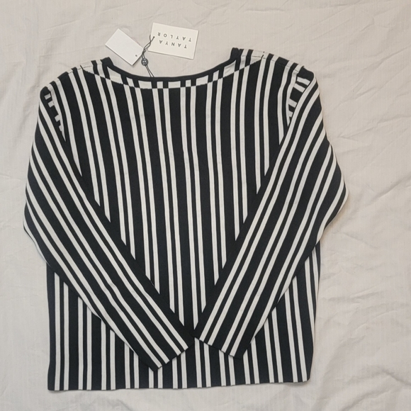 NWT TANYA TAYLOR S Black White Stripe Johnny Sweater Women - Picture 15 of 16